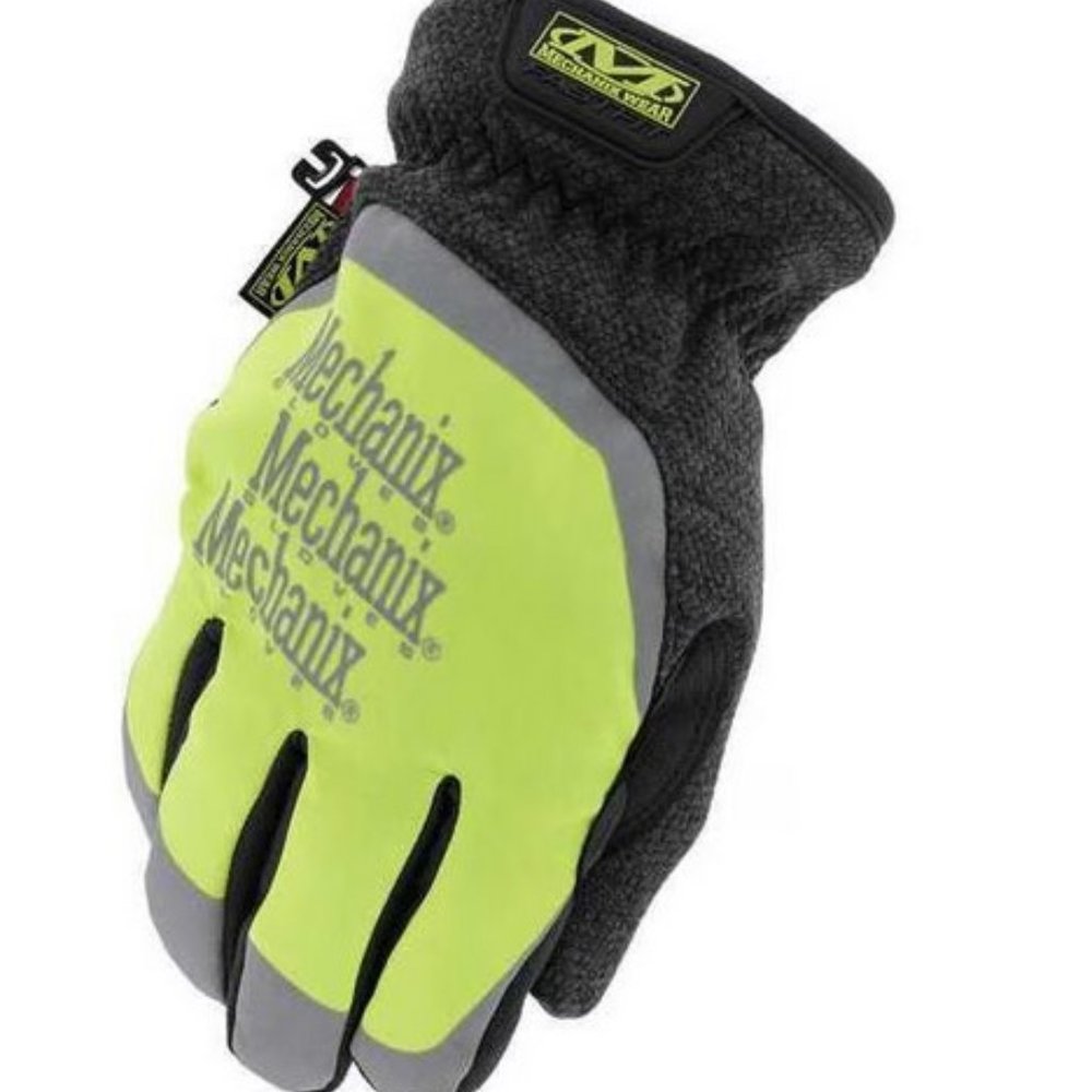 Mechanix Wear Pair of Mechanics Gloves, High-Visibility Yellow, Synthetic Leathe